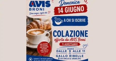 Colazione offerta da AVIS Broni - Giugno 2026