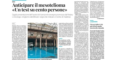 Anticipare il mesotelioma Un test su cento persone